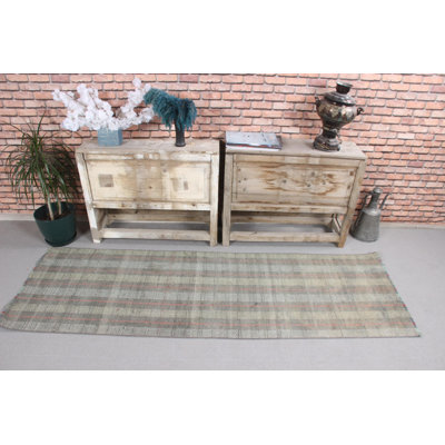 Chemin de table turc rétro avec rayures vertes pour un couloir de style rustique et bohème