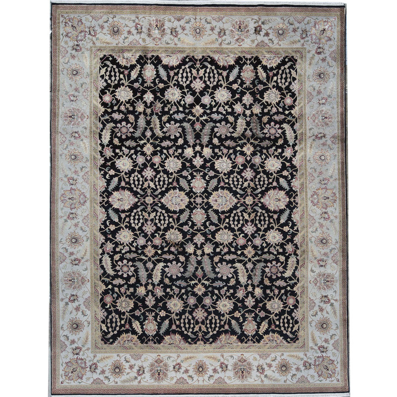Tapis noir de haute qualité noué à la main