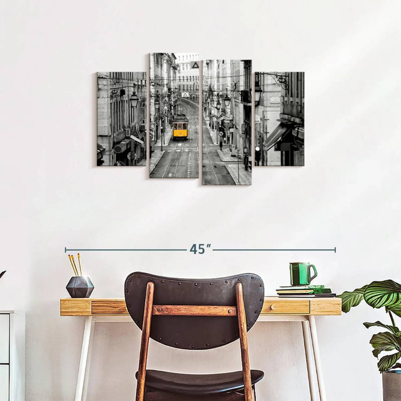 Reproduction d'art sur toile jaune, H 36 po x l 22 po x P 1 po