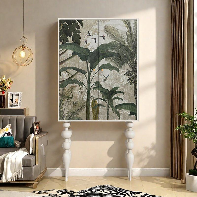 Armoire moderne minimaliste à deux portes, Vert / blanc ivoire