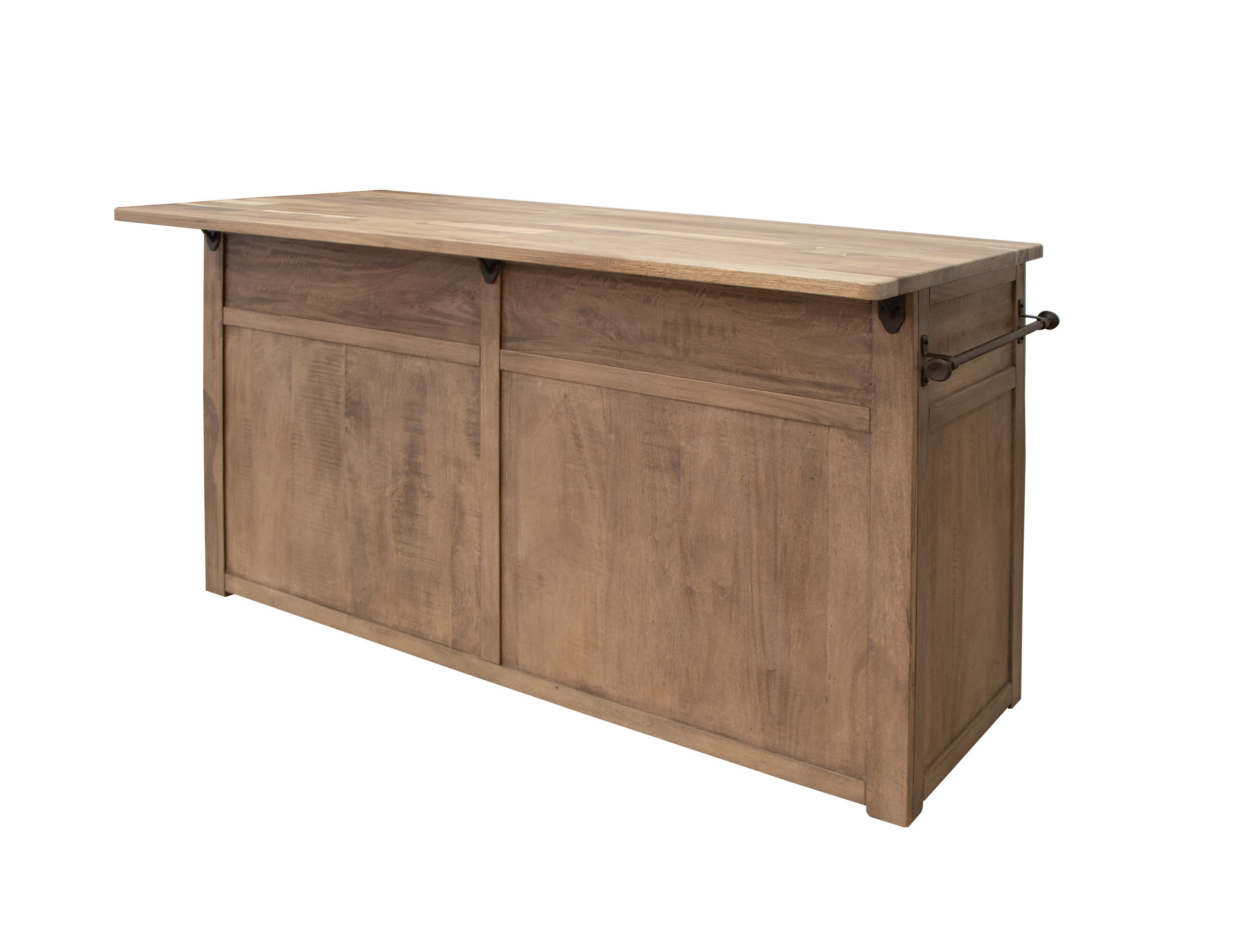 International Furniture Direct Natural Parota Kitchen Island With 4