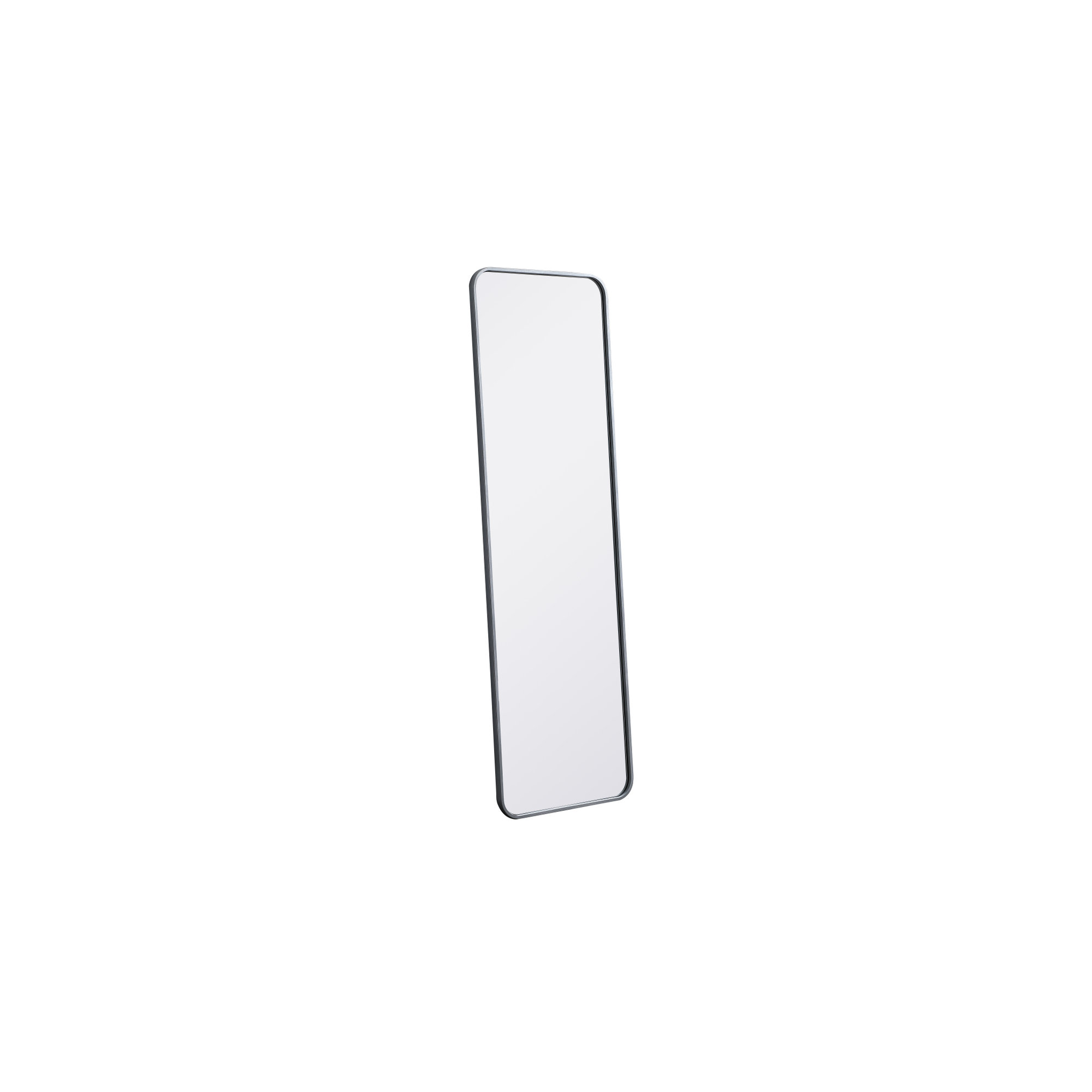 Sabine Metal Rounded Rectangle Wall Mirror, 60" x 18", Silver