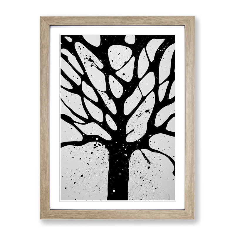 A Monochrome Tree No.2 - Single Picture Frame Print, Oak Framed, 64cm H x 46cm W x 2cm D