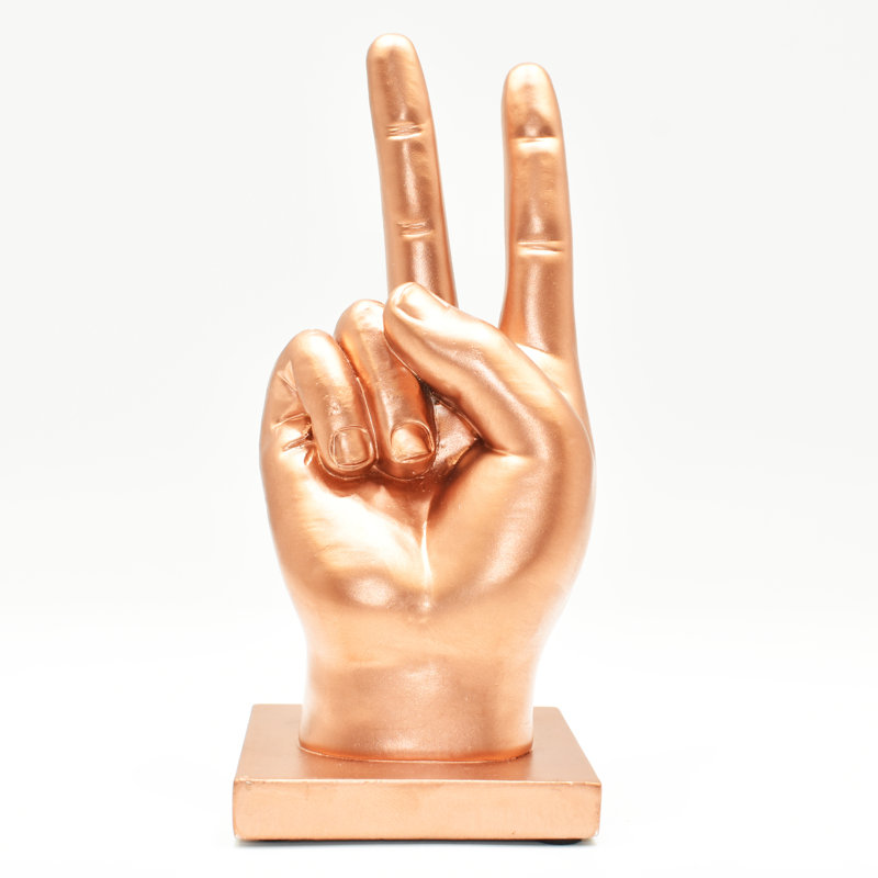 Adam & Friends Home Decor Peace Sign Sculpture | 1-Piece, Bronze