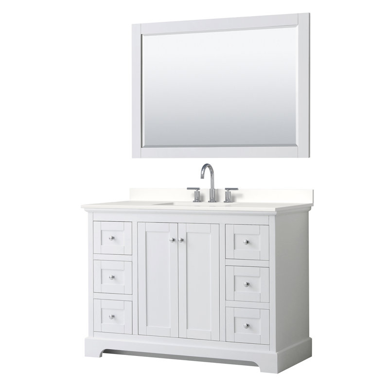 Avery 60'' White Single Bathroom Vanity with Marble Top