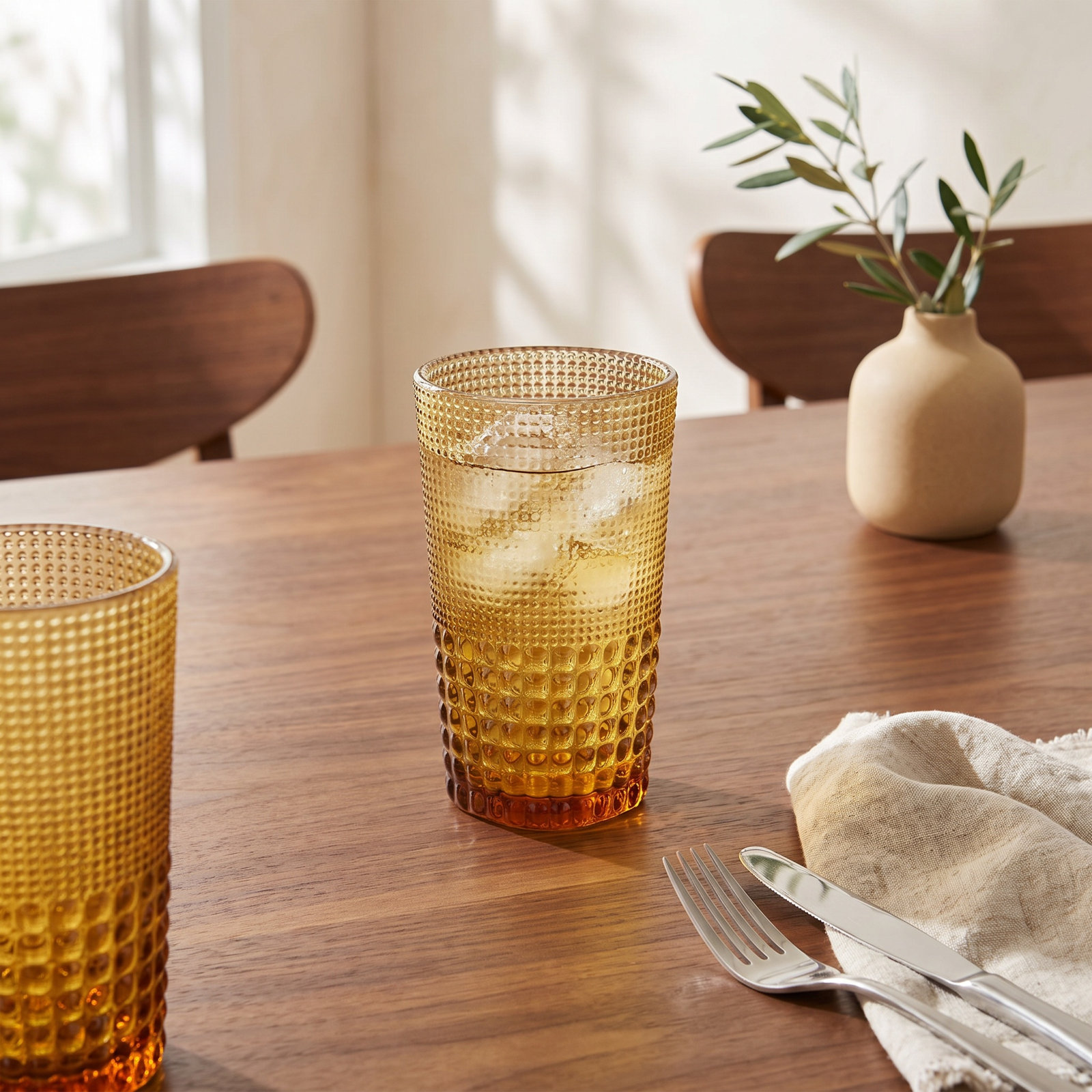 Malcolm Drinking Glass, Amber, 15 oz.