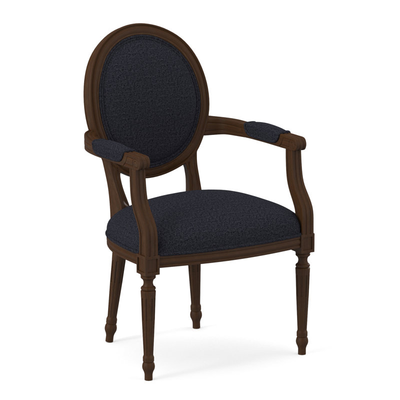 Chaise avec accoudoirs en tissu Dauphin, Noyer noir, Marine de Venise