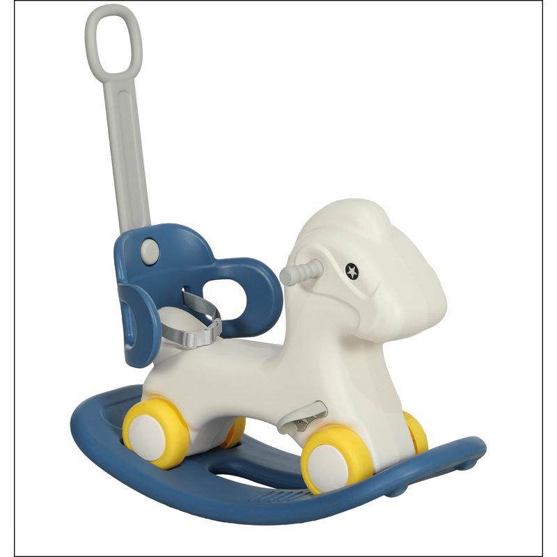 Cheval à bascule 4 en 1 pour tout-petits de 2 à 5 ans Qaba, tour de bébé à cheval avec poignée amovible et planche d'équilibre, cadeau d'anniversaire pour enfants à cheval pour garçons et filles