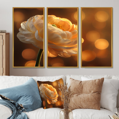 Hour Glow Golden Ranunculus - ensemble d'art mural Renoncule