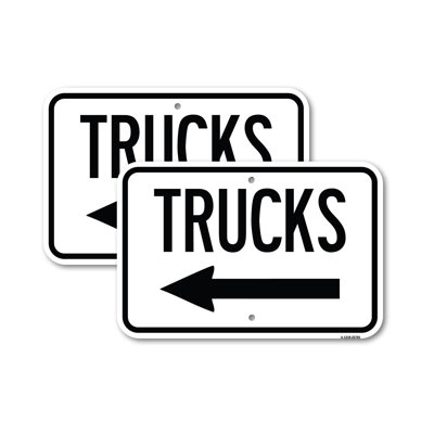 (Paquet de 2) Enseignes de camions (avec flèche gauche) Enseigne en aluminium de gros calibre 18 po x 24 po