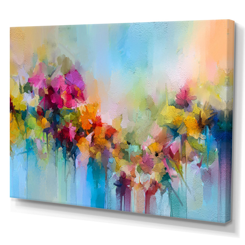 «Abstract Paintbrush Spring Flower Bouquet II», reproduction sur toile flottante, H 8 po x l 12 po x P 1 po, Toile tendue