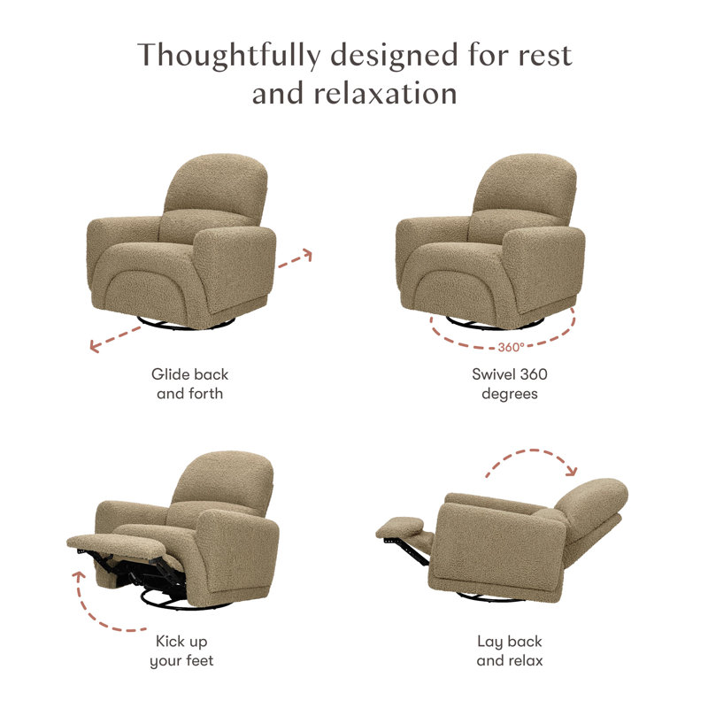 Rainbow Recliner and Swivel Glider, Teddy Loop Latte Sherpa