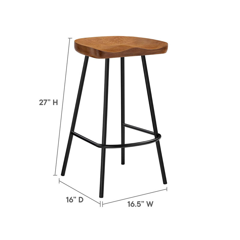 Concord Backless Wood Bar Stools - Set Of 2 In Black, Counter Stool (26.5" Seat Height), Walnut