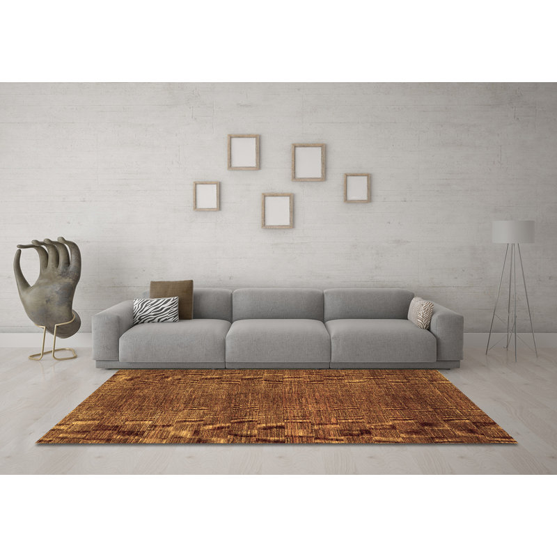 Tapis contemporains brun lavable à la machine, Carré 5 pi