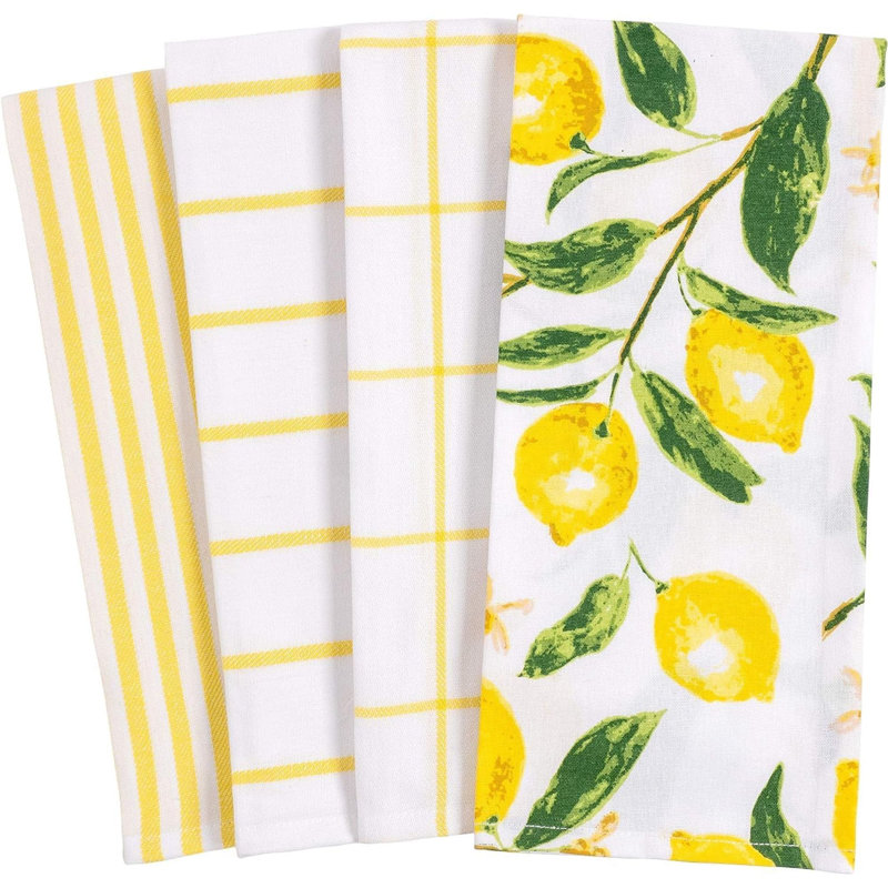 Ensemble de 4 serviettes de cuisine en coton Pantry Citron 18 po x 28 po