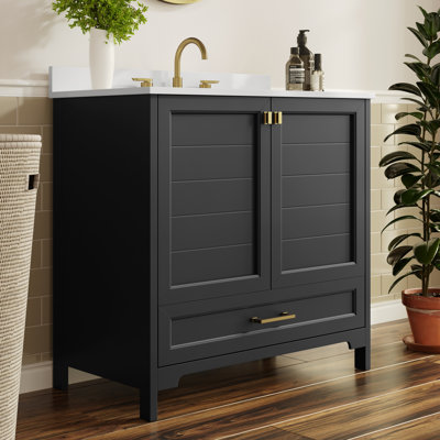 Meuble-lavabo de salle de bain avec lavabo encastré, armoire et tiroir
