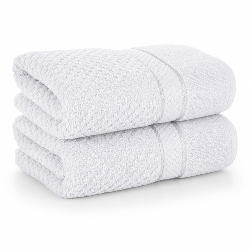 Essuie-mains texturés 100% coton Mulaayam, Blanc, Essuie-mains - paquet de 10
