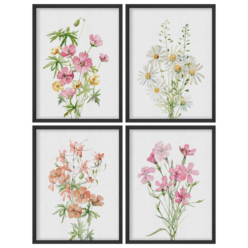 «Daisies Wildflowers», œuvre d'art moderne, affiches encadrées, salle de bain, Naturel, H 16 po x l 12 po