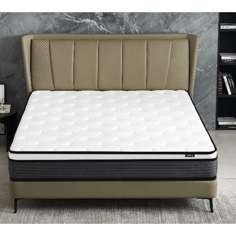 Matelas à plateau-coussin hybride pleine grandeur de 10 pouces dans une boîte au design respirant et hypoallergénique, mi-ferme pour un soutien lombaire