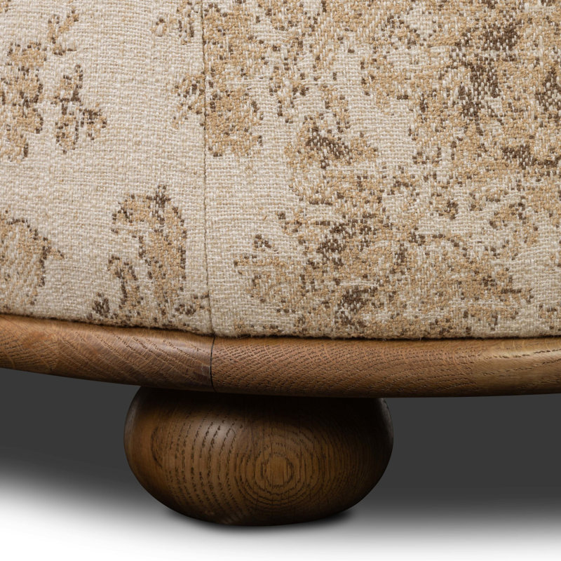 Bilbury Round Ottoman, Almond Oak Damask