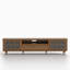 Console multimédia 78,74 po avec portes décoratives en relief, meuble télé très long avec rangement flexible, noyer chaud