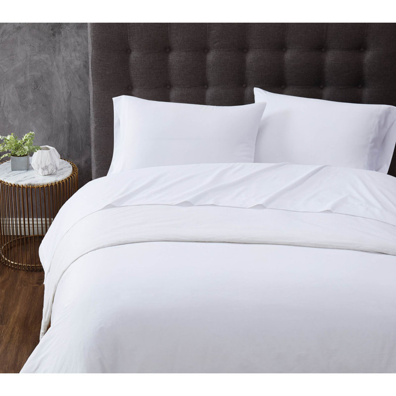 Ensemble de draps en microfibre antimicrobien Trely Calm, Blanc, Ensemble de draps pour grand lit + un drap-housse 