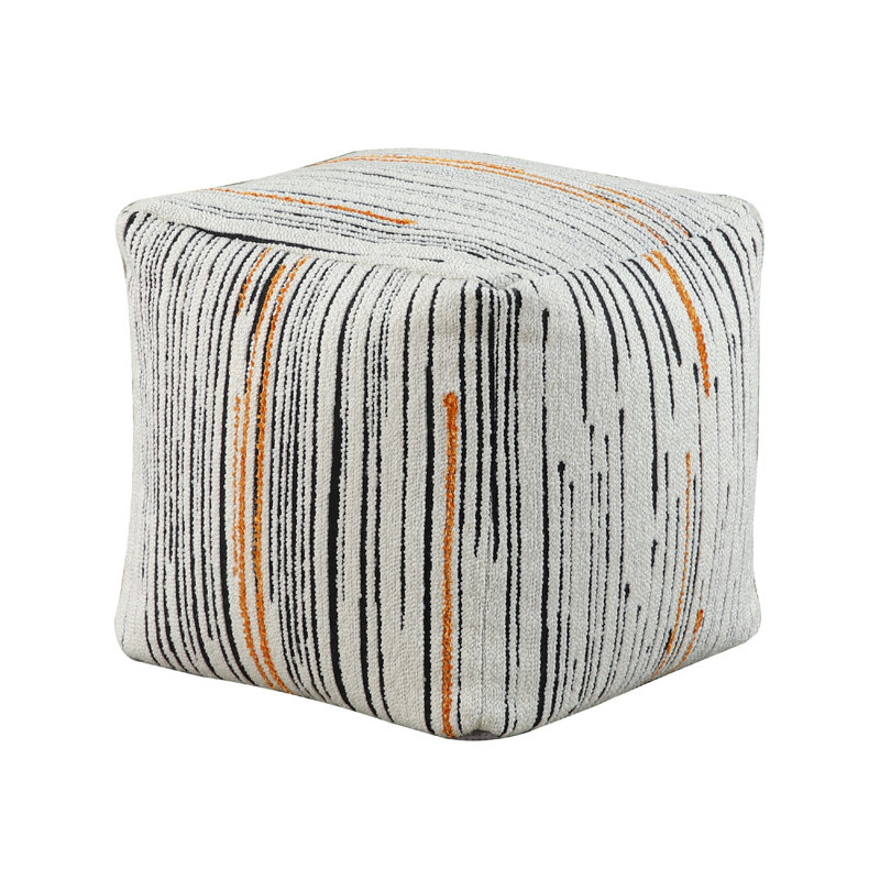 Repose-pieds pouf moderne, jacquard à rayures verticales multicolores, 16 po