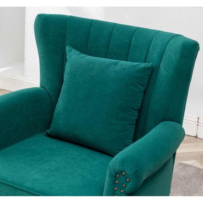 Edelman Upholstered Wingback Chair, Green
