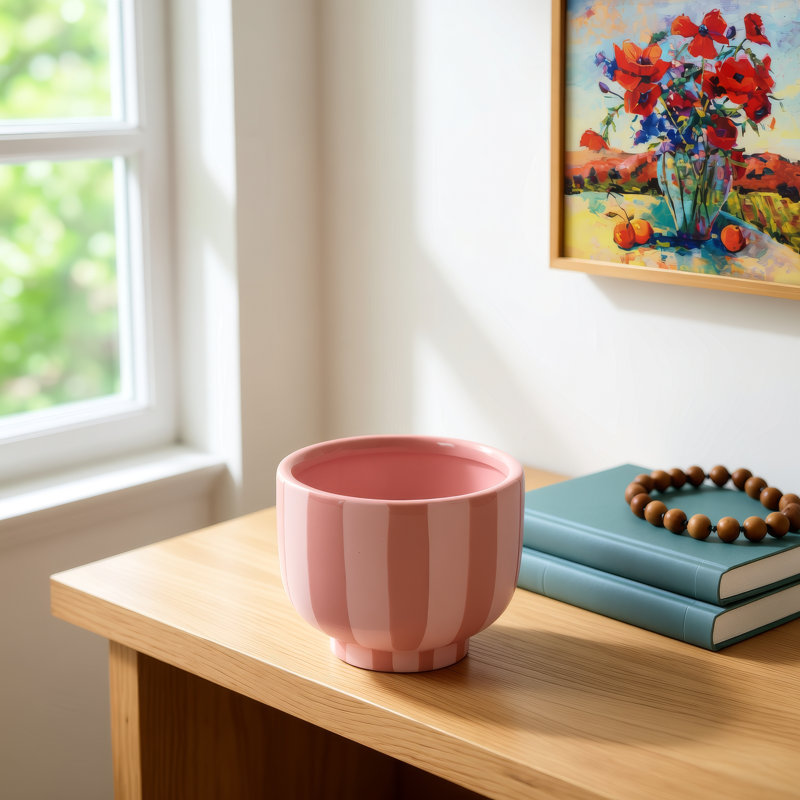 Cortland Pink Striped Compote
