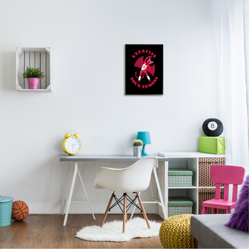«Exercise your demons» par Michael Buxton - impression, L 16 po x H 20 po, Giclée encadrée noir minuit