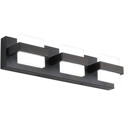 SOLFART 3 Lights Black Bathroom Modern Vanity Lights LED Vanity Light Black Bathroom Lights Over Mir