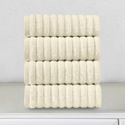 Elegant Comfort Luxury 100% Turkish Cotton Corduroy Ribbed 4 Pack Hand Towel Set 16 X 28 Inch - Absorbent, Super Soft, Quick Dry, Premium Towels For Bathroom, Gym, Spa And Hotel Use