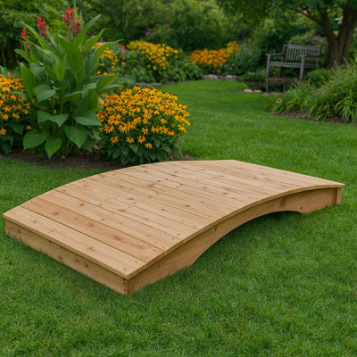 Keystone Amish Co. Cedar Plank Garden Bridge, 4'  x  10', Natural Stain