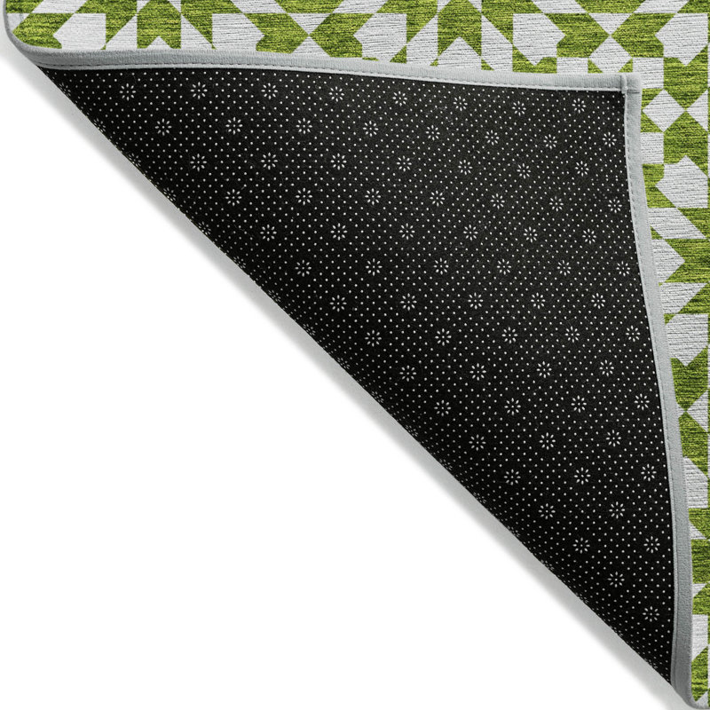 Tapis intérieur lavable 8 pi x 10 pi vert lime ivoire et beige