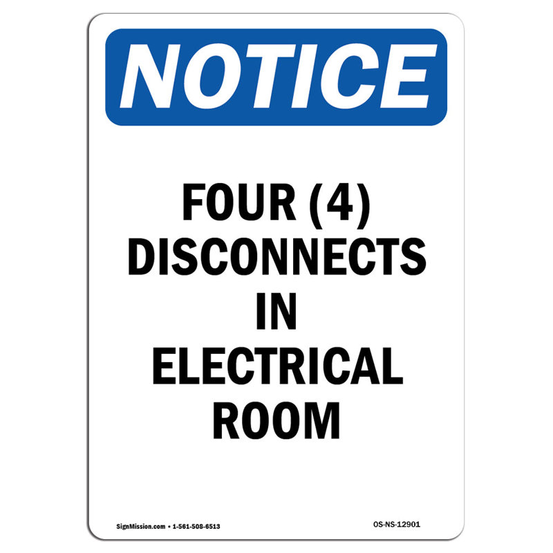 Disconnects in Electrical Room Sign