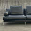 Canapé droit noir multi-sièges Luxe-Minimal