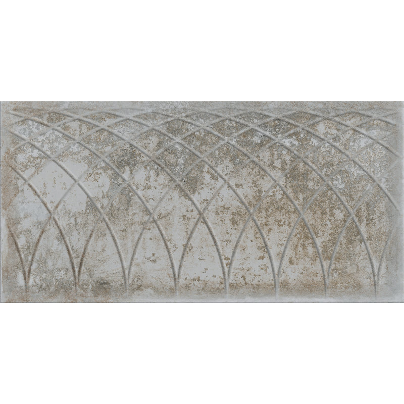 17.72" x 35.44" Porcelain Stone Look Wall & Floor Tile, White/Black/Gold