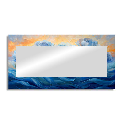 Blue Peonies Petals In Harmony I - Floral Wall Mirror Art - Printed On Metal