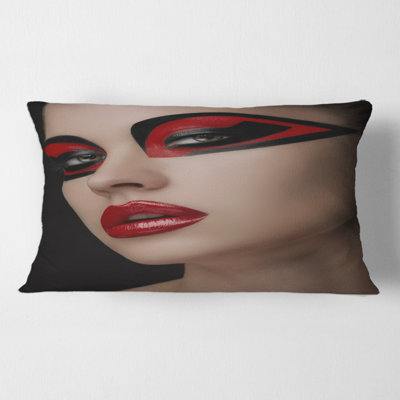 Lips Makeup on the Eyes of Mask Women Rectangular Pillow Cover & Insert