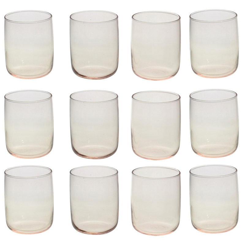 Modern Drinking Coloured Glasses Water Dining Juice Tumbler 280ml, 280ml, Clear, 12