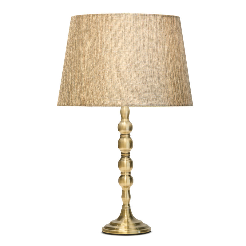 Waukena 50cm Candlestick Table Lamp, Beige/Brown/Gold, Gold, 50cm H x 30cm W x 30cm D