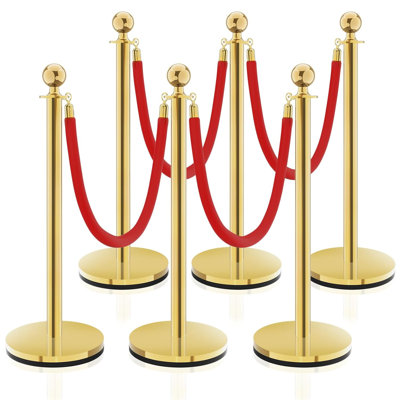 Cordes en acier inoxydable doré - Barrières de contrôle des foules avec barrière de sécurité pour tapis rouge, cordes et courroies en velours et ceintures rétractables pour les événements de fêtes, les mariages, les Musées - Diviseurs de lignes
