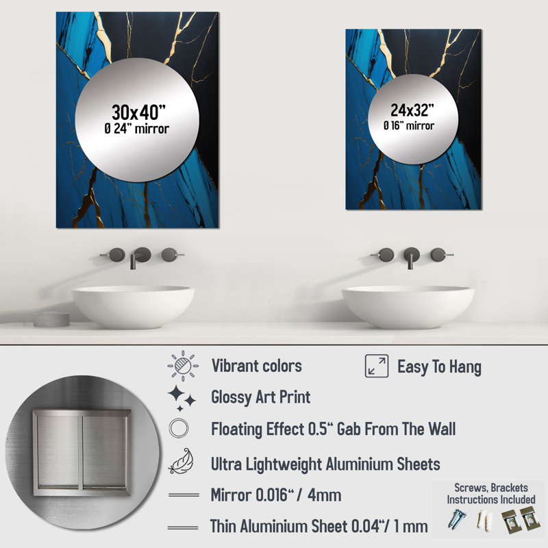 Miroir mural Tynasha, 32 po x 24 po