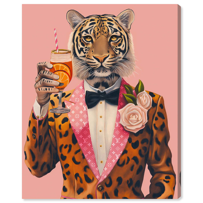 «Tiger Bellini», art mural Glam, H 30 po x l 24 po, Toile tendue