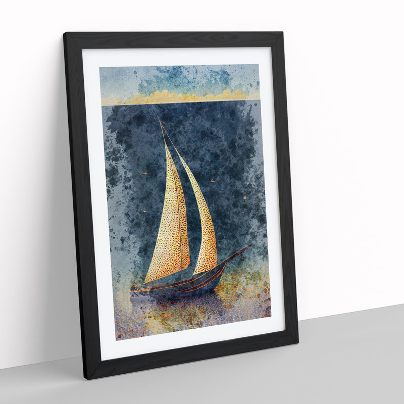 The Sailing Boat - Single Picture Frame Painting, 64cm H x 46cm W x 2cm D, Black