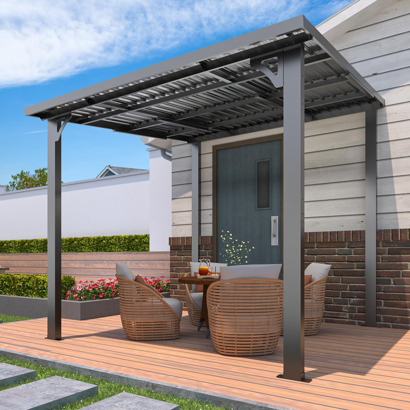 Pergolas et abris de jardin muraux robustes, 98.4" H x 96" W x 96" D