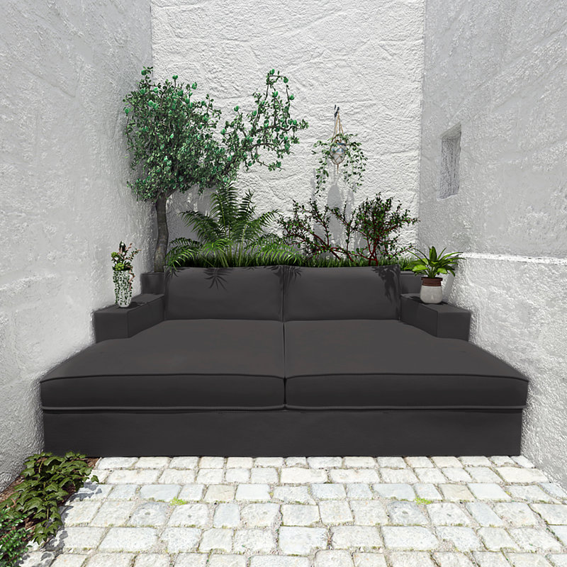 Lit de jour Mulberry Linen, Cuir graphite