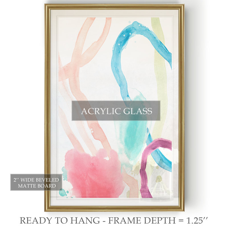 Serpentine Rainbow I' Print on Canvas, 18.5" H x 24.5" W x 1.5" D, Gold Framed