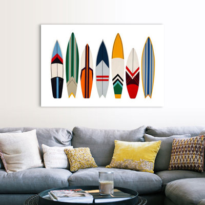 «Surfboard and Sail II» par Sydney Edmunds, reproduction d'art graphique sur toile