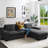 Mahwah 98'' Chenille Square Arm Sofa L-Shape Convertible Sectional Couches Sofas with Storage Chaise-1503025548